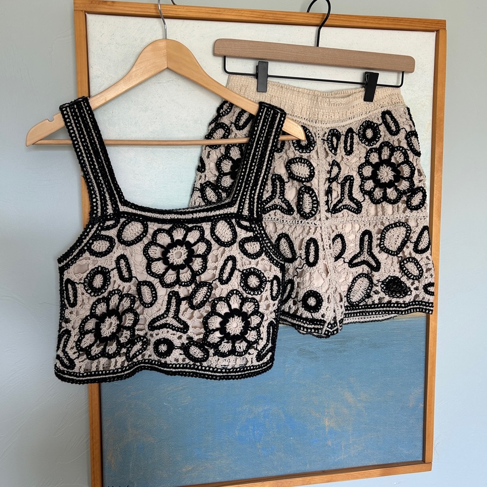 Rebellion Black and Cream Floral Women Shorts